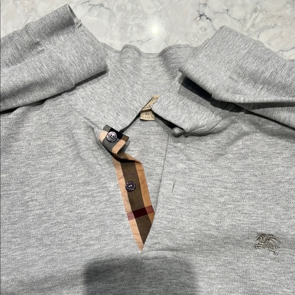 Burberry Gray Polo Shirt with Beige Accents